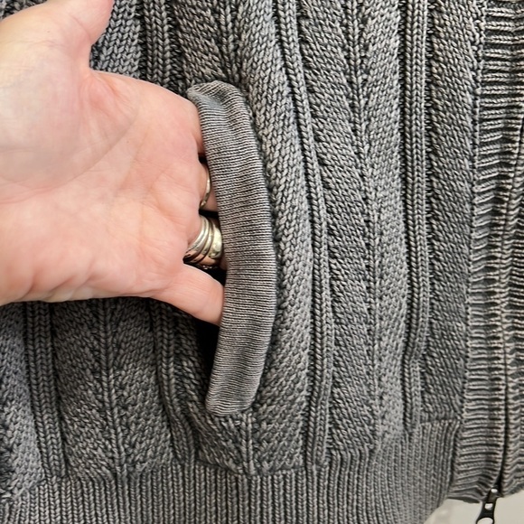 KINROSS STONEWASHED ZIP FRONT CARDIGAN, CHUNKY CABLE GRANDPA, UNISEX - Picture 3 of 9